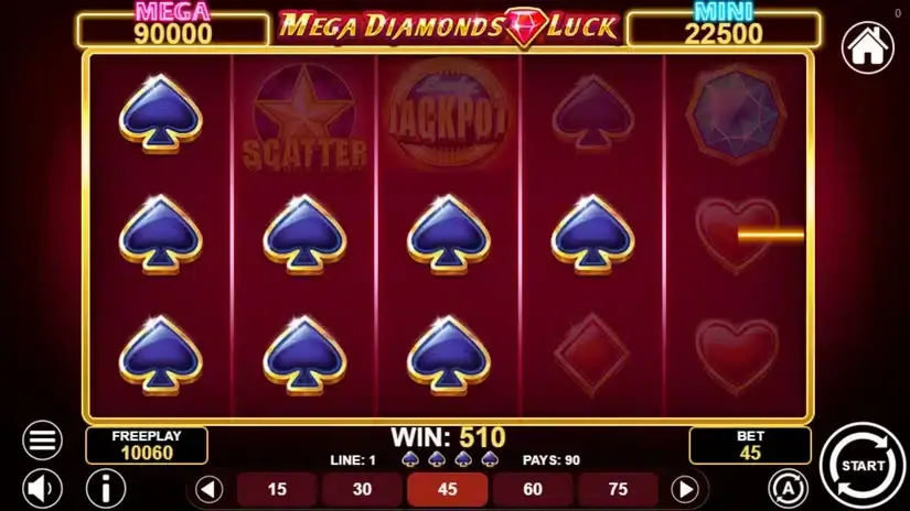 Mega Diamonds Luck slot screenshot 2