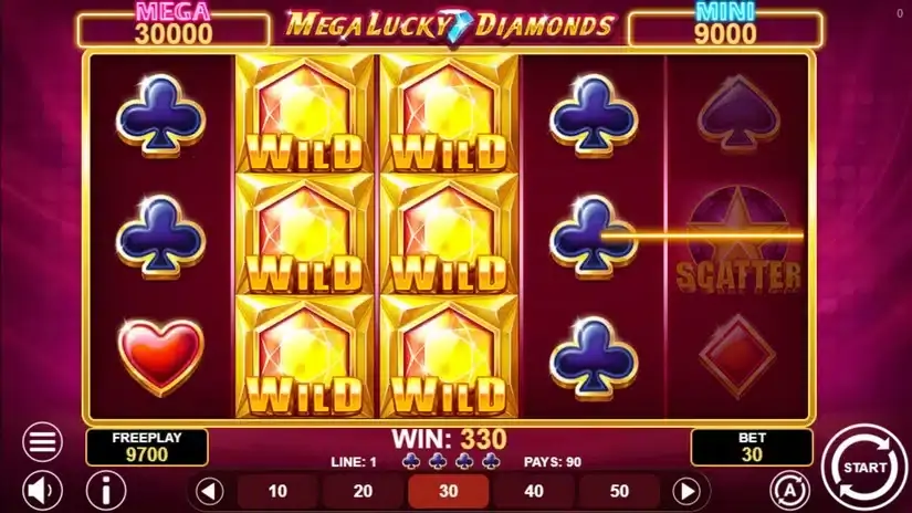 Mega Lucky Diamonds slot screenshot 