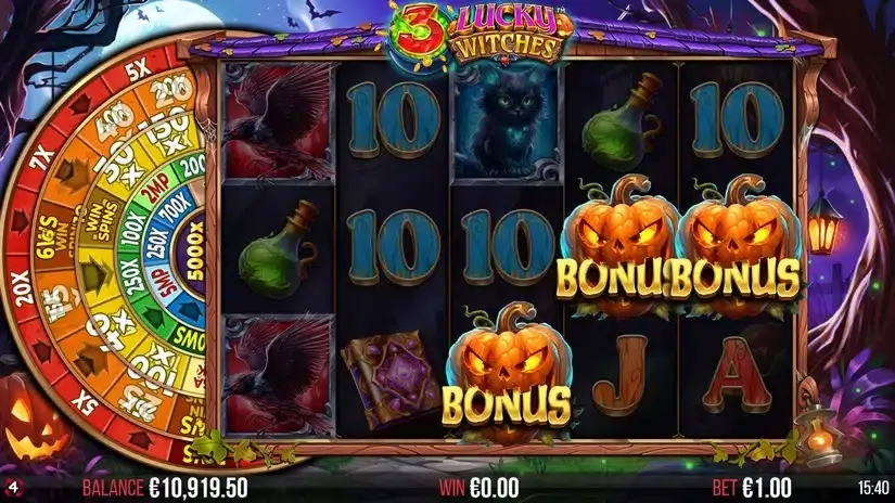 3 Lucky Witches slot screenshot 3