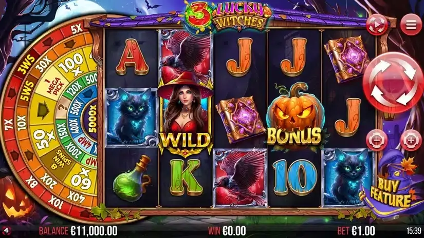 3 Lucky Witches slot screenshot 2