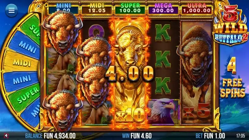 5 Wild Buffalo 2 slot screenshot 