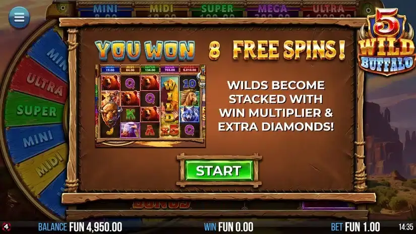 5 Wild Buffalo slot screenshot 3