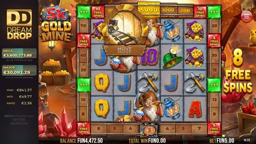 5k Gold Mine Dream Drop slot screenshot 3