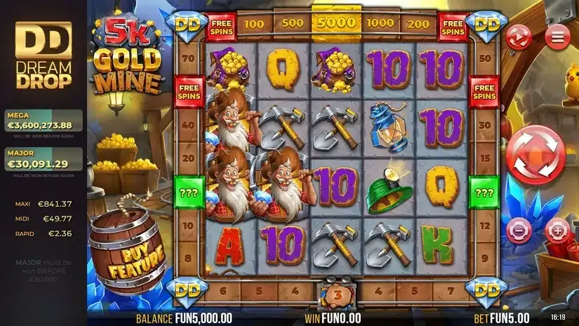 5k Gold Mine Dream Drop slot screenshot 