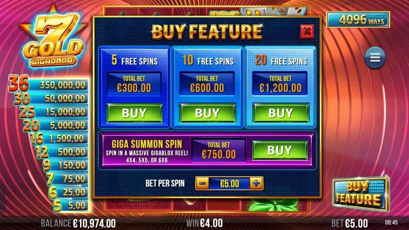 7 Gold Gigablox slot screenshot 2