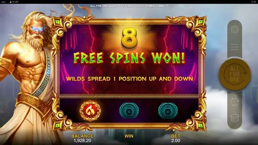 3 Powers of Zeus POWER COMBO slot screenshot 2
