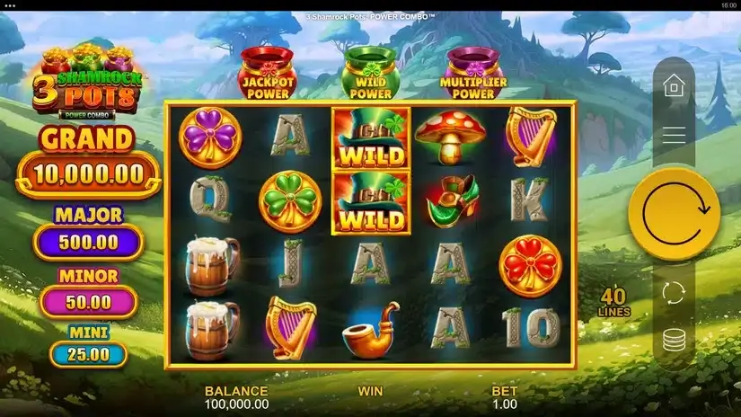 3 Shamrock Pots: Power Combo slot screenshot 