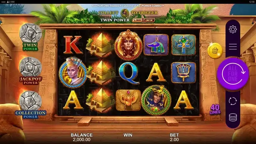 Queens of Ra POWER COMBO slot screenshot 