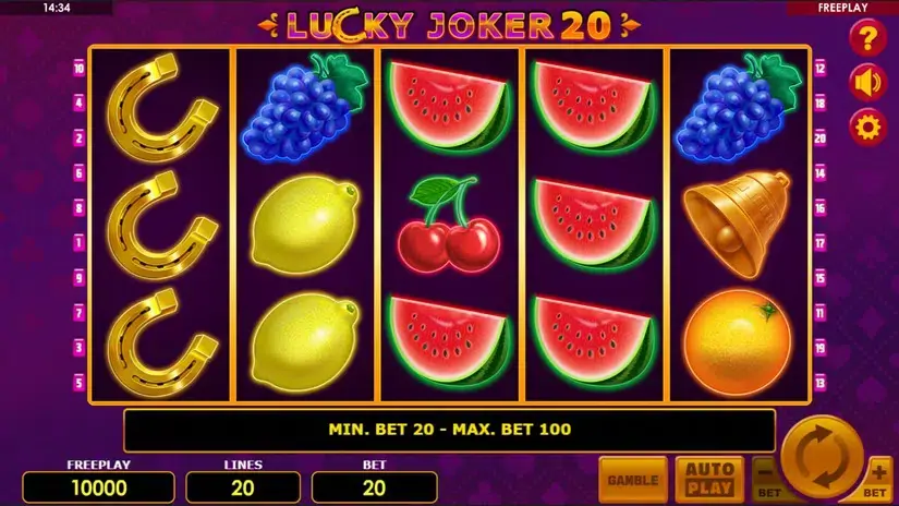Lucky Joker 20 slot screenshot 