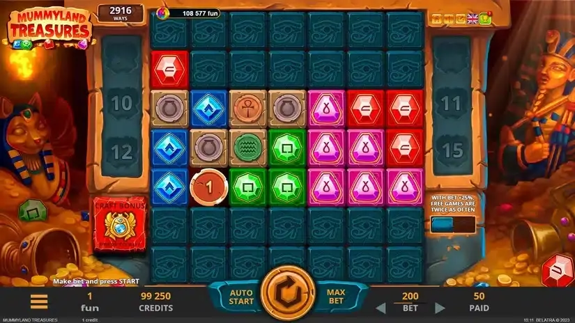 Mummyland Treasures slot screenshot 2