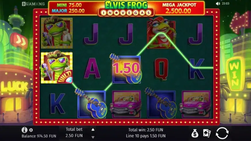 Elvis Frog in Vegas slot screenshot 2