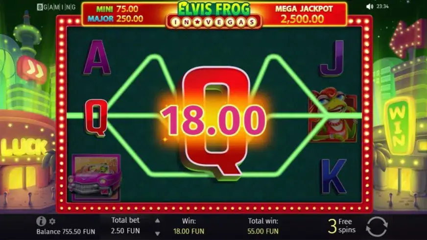 Elvis Frog in Vegas slot screenshot 