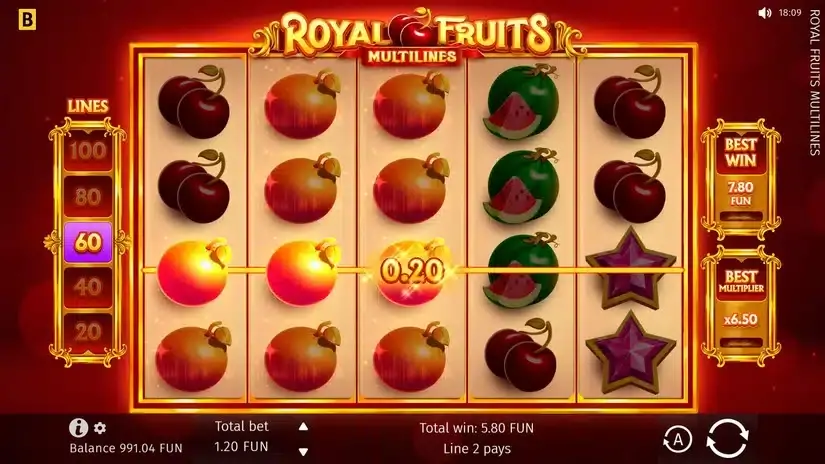 Royal Fruits MultiLines slot screenshot 