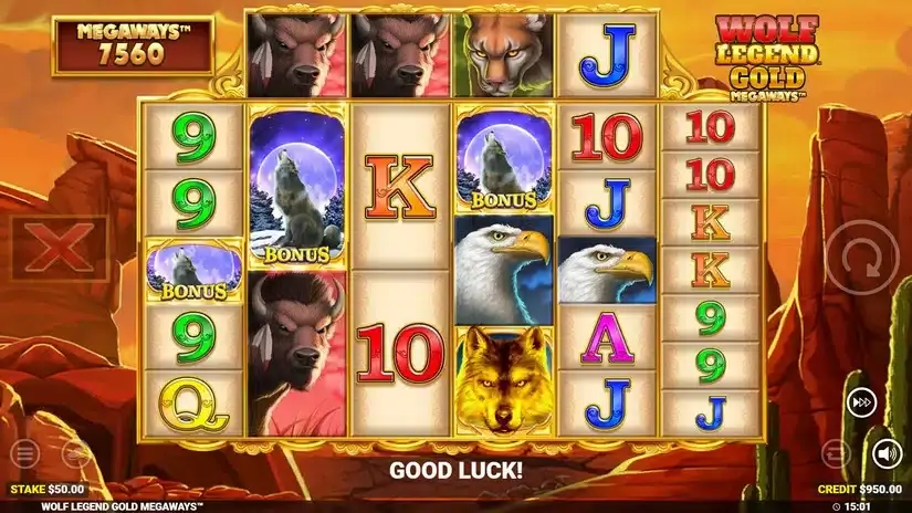 Wolf Legend Gold Megaways slot screenshot 2