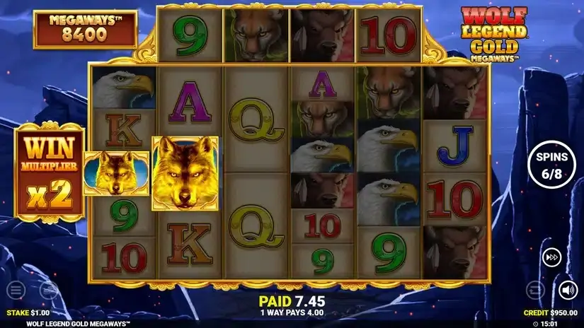 Wolf Legend Gold Megaways slot screenshot 