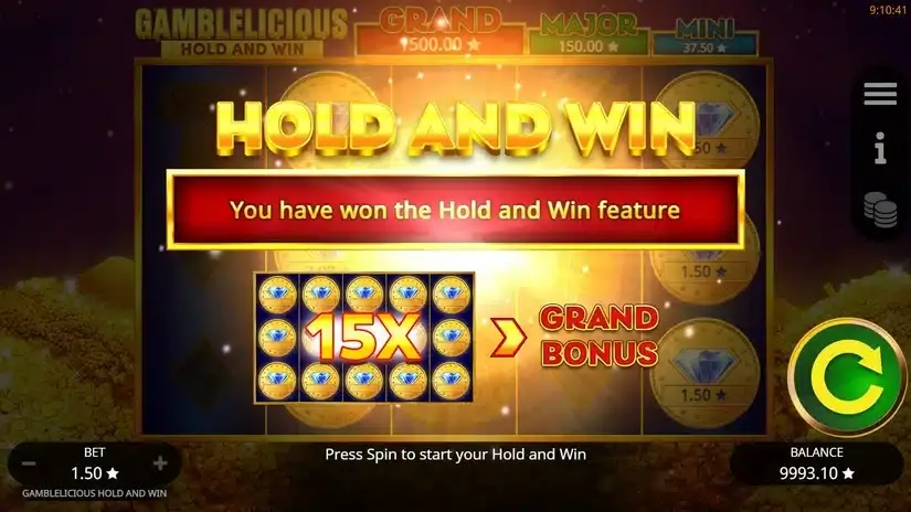 Gamblelicious Hold and Win slot screenshot 3