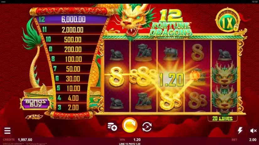 12 Fortune Dragons slot screenshot 2