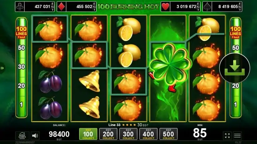 100 Burning Hot slot screenshot 2