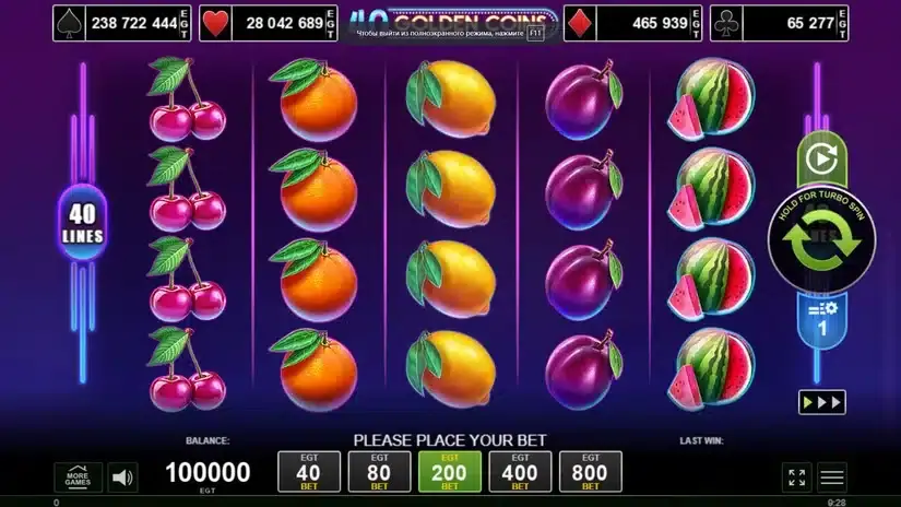 40 Golden Coins slot screenshot 1