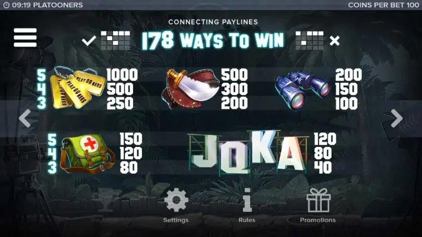 Platooners slot screenshot 2