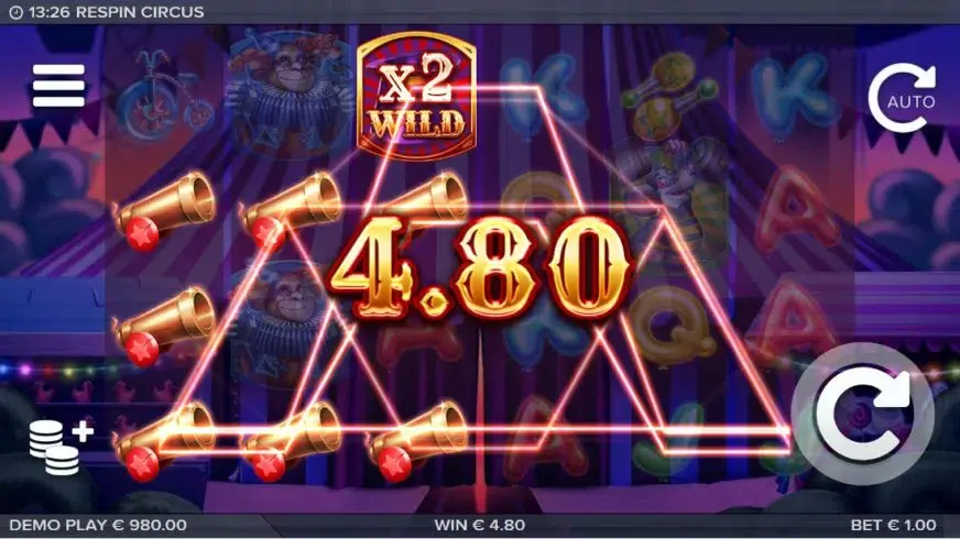 Respin Circus slot screenshot 2