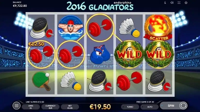 2016 Gladiators slot screenshot 