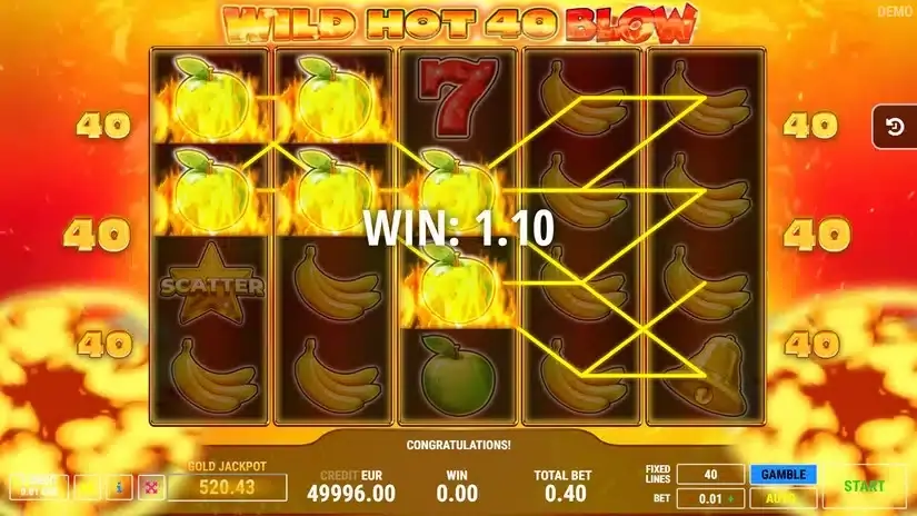 Wild Hot 40 Blow slot screenshot 2