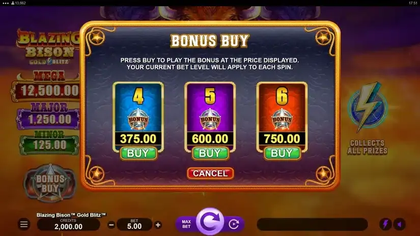 Blazing Bison Gold Blitz slot screenshot 2