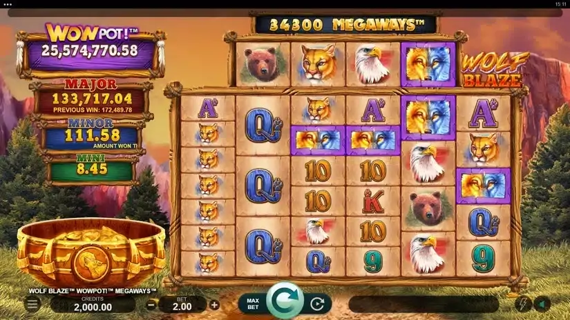 Wolf Blaze WOWPOT! Megaways slot screenshot 