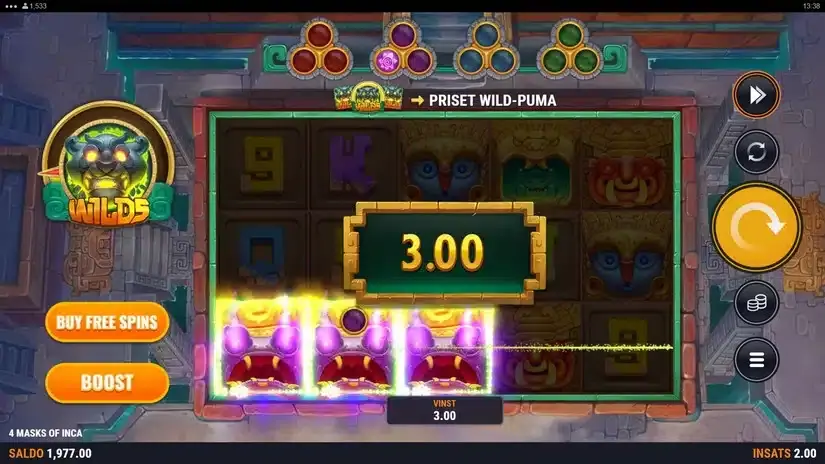 4 Masks of Inca slot screenshot 2