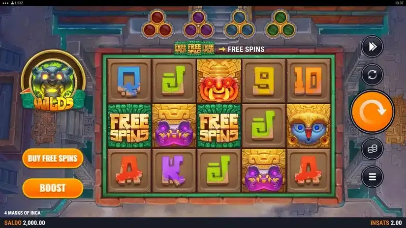 4 Masks of Inca slot screenshot 