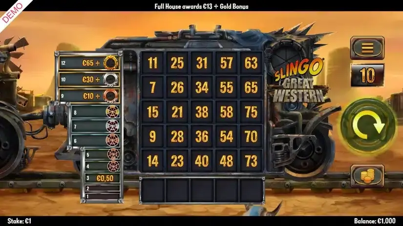 Slingo Great Western slot screenshot 1