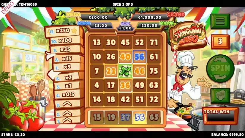 Slinguini Slingo slot screenshot 2