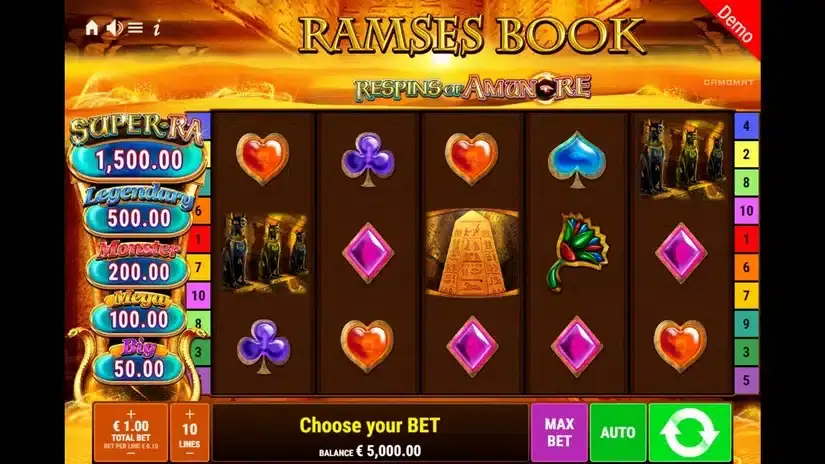 Ramses Book Respins of Amun Re slot screenshot 