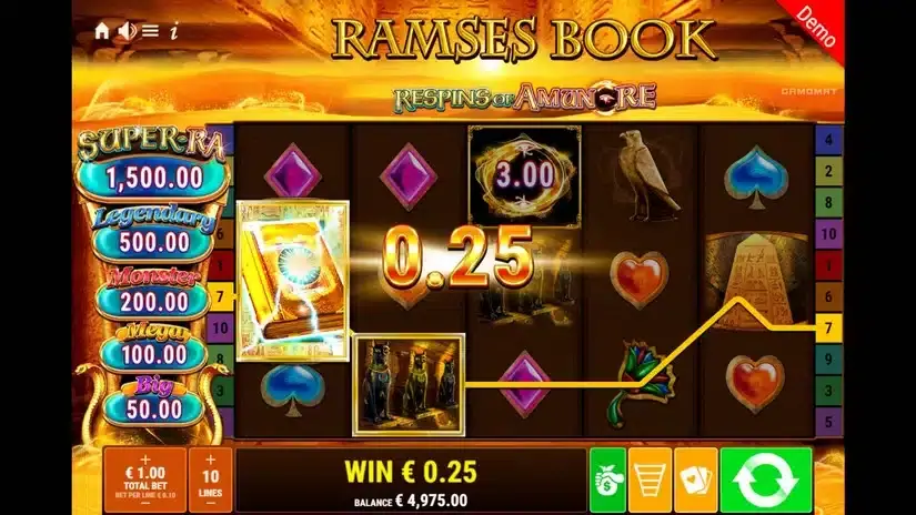 Ramses Book Respins of Amun Re slot screenshot 