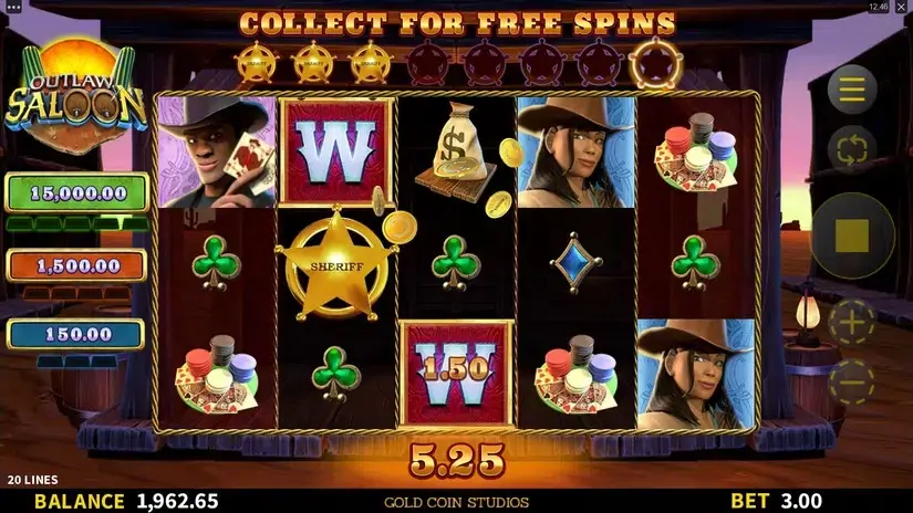 Outlaw Saloon slot screenshot 3