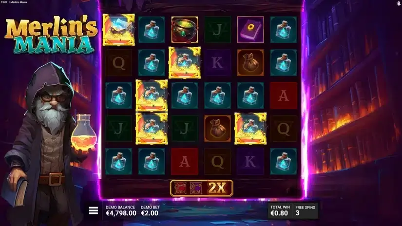 Merlin’s Mania slot screenshot 
