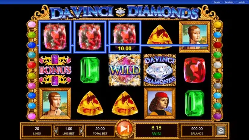 Da Vinci Diamonds slot screenshot 