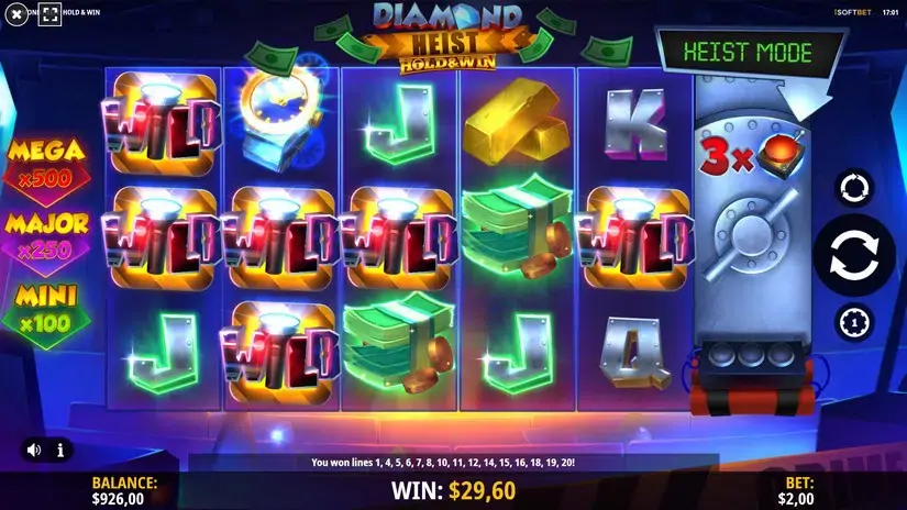 Diamond Heist Hold & Win slot screenshot 4