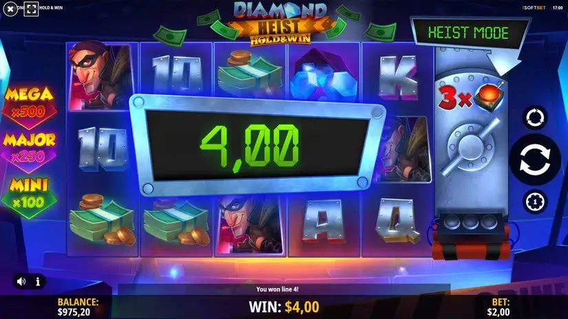 Diamond Heist Hold & Win slot screenshot 2