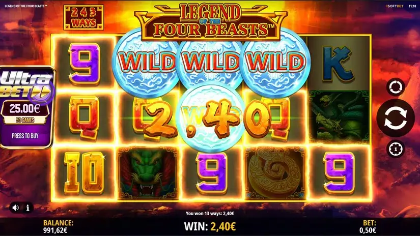 Legend of the Four Beasts slot screenshot 2