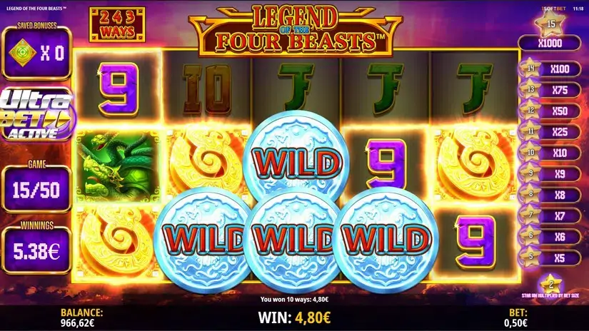Legend of the Four Beasts slot screenshot 3