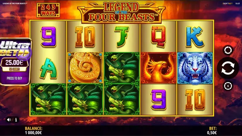 Legend of the Four Beasts slot screenshot 