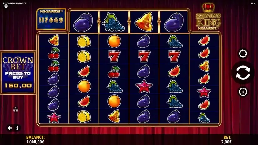 Shining King Megaways slot screenshot 1