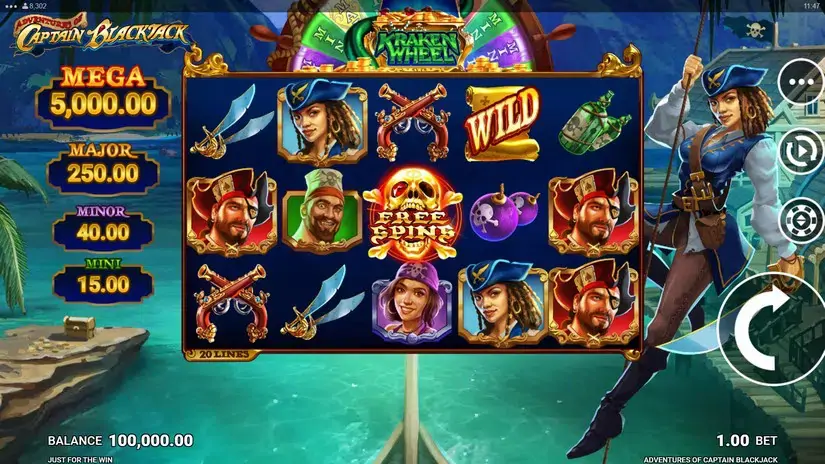 Adventures of Captain Blackjack slot screenshot 1