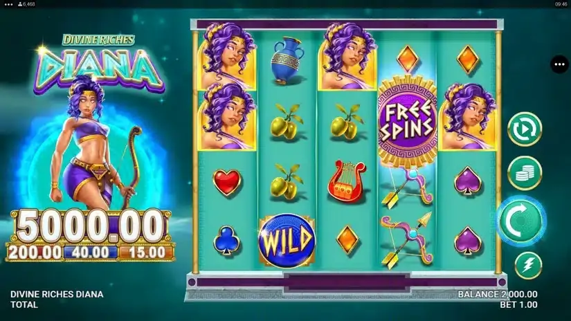 Divine Riches Diana slot screenshot 