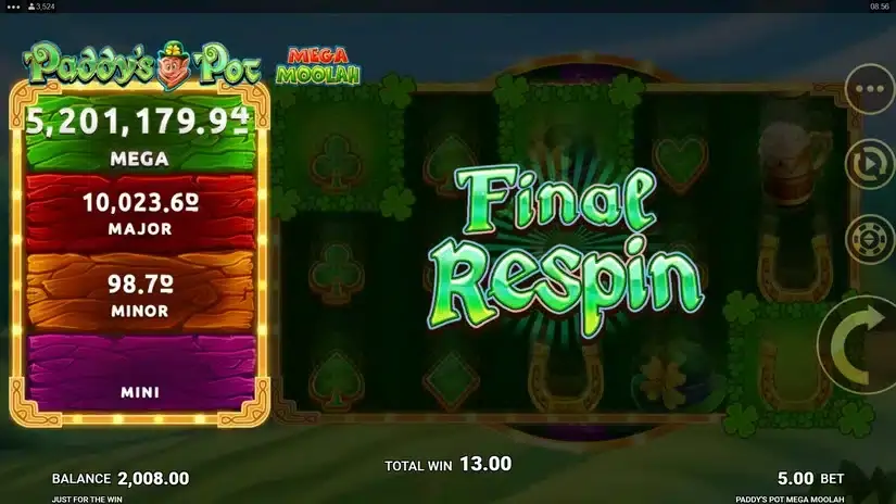 Paddy’s Pot Mega Moolah slot screenshot 3