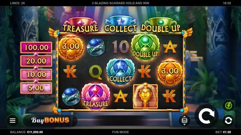 3 Blazing Scarabs Hold and Win slot screenshot 1