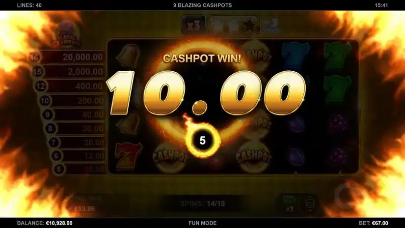9 Blazing Cashpots slot screenshot 