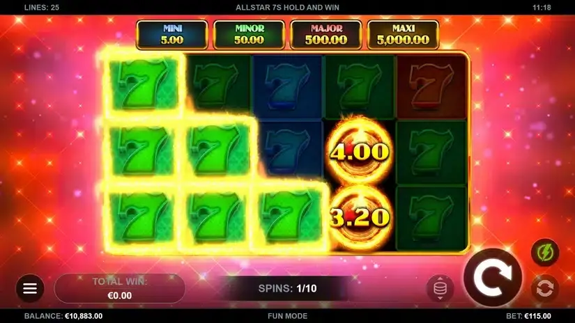 AllStar 7s Hold and Win slot screenshot 3